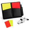 Ruvan Set da arbitro con 2 fischietti in metallo e taccuino impermeabile, carte rosse e gialle, design a portafoglio, attrezzatura da arbitro professionale per allenatori Schiri, insegnanti sportivi