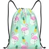 Kfjghhl Rosa Flamingo Ananas Coulisse Zaino Borsa Sport Sackpack Bulk Cinch Gym Bag Donne Uomini Bambini Sport All'aperto, Nero , S, Vacanze