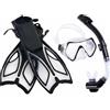 Fonowx Maschera Subacquea con Set Maschera Snorkel Visivo Ampio con Vetro Temperato Antiacqua con Valvola di con Fibbia a Sgancio Rapido Silicone Morbido, Nero, S