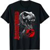 Jurassic Park Jurassic World T-Rex Grid Background Logo Maglietta