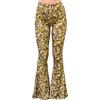 Daisy Del Sol Pantaloni da Donna a Vita Alta Gypsy Comfy Yoga Etnico Tribale Elasticizzato Palazzo Anni '70 Campana Fondo Fit to Flare Pantaloni, Oliva Flore, XL