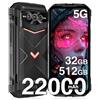 DOOGEE VMAX Pro 5G Rugged Smartphone 2024, 32(12+20) GB + 512GB(TF 2TB), 22000mAh Batteria, Android 14 Telefono Indistruttibile, 108MP AI Fotocamera 6,58 FHD+ 120Hz, NFC/OTG