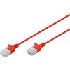 Digitus Cavo LAN Cat 6 - 1,0 m - 1 Gbit/s - U-UTP - Versione Slim AWG 32/7 - PoE+ - LSZH - Cavo di rete RJ45 - Rosso