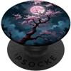 Japanese Aesthetic Styles Gifts Giapponese Rosa Luna Cherry Blossom Sakura Albero Mezzanotte PopSockets PopGrip Adesivo