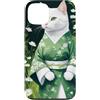 Japanese Culture Aesthetics Neko Cat Jap Custodia per iPhone 13 Gatto Giapponese in Kimono Verde Prato Verde