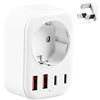 Carehabi Adattatore di viaggio Australia Adattatore Cina Italia con 2 USB A + 2 USB-C, Aadattatore di viaggio per Nuova Zelanda, Argentina, Adattatore Australia