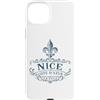 Utopia Sport Paris France Shop Custodia per iPhone 15 Plus Nice Côte d'Azur France - Stampa decorativa Fleur-De-Lis Navy