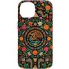Folk Art Gifts Custodia per iPhone 14 Bandiera messicana con motivo floreale azteco con orgoglio del Messico
