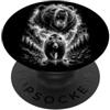 Artistic Wilderness Grizzlybear Ritratto Stile di disegno artistico Nero Bianco PopSockets PopGrip Adesivo