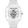 Gosasa Tonneau - Orologio da polso da uomo, alla moda, trasparente, analogico, con calendario, al quarzo, impermeabile, alla moda, da uomo, D-bianco., Moda