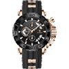 Poedagar Orologio da uomo di lusso alla moda, sportivo, luminoso, impermeabile, cronografo, data, cinturino in silicone, casual, al quarzo, da uomo, Oro rosa Nero