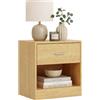 Relaxdays comodino con cassetto e vano aperto, dimensioni HxLxP: 41x39x28 cm, naturale