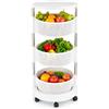 BAKAJI Carrello da Cucina portafrutta con cestelli apribili, Carrellino Portaoggetti Salvaspazio con 4 Ruote Girevoli, Struttura Acciaio e Cesti in plastica, Ideale Cucina, Bagno, (3 Ripiani)