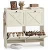 VASAGLE Scarpiera con 4 Scomparti a Ribalta, Salvaspazio, in Legno | Mobile Porta Scarpe, 105,5 x 24 x 101,7 cm, per Ingresso, Stile Rustico, Bianco Vintage, Collezione HAINS HSC403WJ01