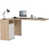 Dmora - Scrivania Pinot, Scrittoio Multiuso, Tavolo per Ufficio Porta PC, Piano di Lavoro, 150x100 h76 cm, Rovere e Bianco