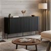 Dmora Credenza Susegana 39.6x150x80h cm Nero 3 Ripiani 6 Vani, Madia Apertura Battente