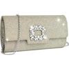 Miss Lulu Pochette Donna Glitterata con Strass e Catena Rimovibile | Elegante clutch da cerimonia, indossabile a mano, a spalla o a tracolla, ideale per matrimoni, feste, appuntamenti e serate