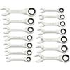 GEARWRENCH Set di 14 chiavi combinate a cricchetto a 90 denti, 12 punti, SAE e metriche, da 3/8 a 3/4 e da 10 mm a 18 mm, 86859