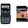 Unbekannt Rebell SC2040 - Calculadora (bolsillo, Batería, Scientific calculator, Negro, De plástico, Botones) + Duracell - Pilas especiales de litio CR2 High Power de 6 V, paquete de 2 unidades (CR15H270)