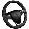 Generico Coprivolante Auto Universale Ø35/41 Cm Antiscivolo Traspirante Durevole Copristerzo in Fintapelle Nero Copertura Volante