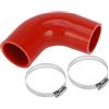 A ABSOPRO Tubo In Silicone Rosso 1 Set Per Raffreddamento 90° 48mm | Lunghezza:90mm, Spessore:5mm, Temp:-60°C~300°C, Press:1Mpa, Con 2 Morsetti, Adatto Per Olio, Freni, Antigelo