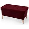 MG Design Panca Contenitore Velluto Bordeaux 45 x 90 cm - Panca Imbottita con Gambe in Legno per Camera da Letto, Soggiorno o Ingresso