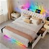 EBSFBD Struttura letto 160x200 cm con stazione di ricarica,Velluto,Beige