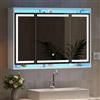 Hzuaneri Specchio Bagno Contenitore, 3 Ante, 16 x 100 x 70 cm, Bianco