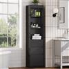 FORABAMB Armadio da bagno alto 180 x 40 x 30 cm, sottile con 3 cassetti, scaffale con ripiani regolabili per bagno, soggiorno, camera da letto (nero)