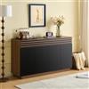 Kelodan Credenza moderna, 150 x 40 x 85 cm, effetto legno marrone, 4 ante, ante nere, 2 cassetti, molto spazio, design elegante, per soggiorno, sala da pranzo, cucina