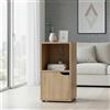 INDE MOBLEKIT | Scaffale a cubo con 2 scomparti e 1 anta, 30x29x61 cm, tavolino laterale in legno di rovere, comodino moderno per camera da letto o piccolo scaffale portaoggetti per la casa