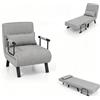 LIFEZEAL Poltrona Letto, Divano Letto, Divanetto Singolo, Schienale Regolabile, Imbottito in Spugna, Telaio in Acciaio, con Materasso, Cuscino, Braccioli, Relax, Soggiorno, Ufficio, Max150 kg, Chiaro