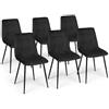 IDMarket - Set di 6 sedie da pranzo MILA in velluto nero