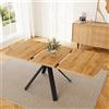 JIEXI Tavolo da pranzo allungabile da 4 a 6 posti, tavolo da cucina da 120 a 160 cm, piano espandibile effetto legno, telaio in metallo nero, per la casa e il soggiorno