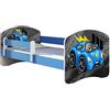 ACMA Letto per Bambino Cameretta per Bambino con Materasso Rete a doghe II BLU (04 Macchinetta azzurra, 180x80)