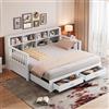 Kebnor Divano letto estraibile in legno massello 90/180x190 cm, con presa ricarica schienale laterale, 2 cassetti, rete doghe, letto multifunzionale pino (bianco)