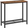 HOOBRO Consolle Ingresso, 75 cm Tavolo Console Stretto, Piccolo Tavolo da Divano con Ripiano Portaoggetti, per Corridoio, Soggiorno, Camera da Letto, Salotto, Marrone Vintage e Nero EBF74XG01