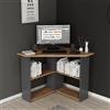HOMIDEA Corner moderno Scrivania angolare - Scrivania per computer a forma di L con ripiani per ufficio e casa (angolo - noce/antracite)