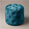 INTRECCI Pouf Rotondo in Velluto Capitonné con Bottoni | Sgabello Poggiapiedi Imbottito Trapuntato per Salotto e Camera | Cassapanca Bassa | Struttura Resistente | Ø 40 x H 36 cm - Colore: Petrolio