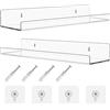 Tikplus Set di 2 mensole sospese da cucina in acrilico, trasparenti, senza forature, per soggiorno, camera da letto, portaspezie, libreria, decorazione industriale, 30 x 7,9 x 3,6 cm