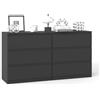 Ginhow Cassettiera nera con 6 cassetti, per camera da letto | Cassettiera larga 140 cm, stabile, con molto spazio per soggiorno, corridoio, ufficio, ingresso