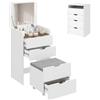 HOMCOM Postazione Trucco 3 in 1 con Specchio a Ribalta, Sgabello a Scomparsa, Toeletta Trucco con Sgabello Imbottito a Ruote, 3 Cassetti, Piano in Vetro Visibile, Vano, Salvaspazio, Bianco