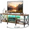 iSunirm Mobile TV 140 cm Marrone Vintage con LED RGB e Stazione di Ricarica - Porta TV fino a 55 Pollici - Mobile TV Industriale Legno e Metallo per Soggiorno e Camera