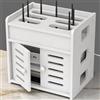 YHWKGZ Mobiletto for router con design cavo, scaffale portaoggetti for nascondere la scatola WiFi, organizer for apparecchiature di rete da scrivania, con ventilazione(White,36cm/14.2in)