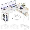 Homieasy Scrivania a L 128cm con Prese AC USB e Type-C,Bianco