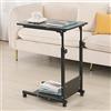 HUOLE Tavolo per computer portatile, altezza regolabile, ruote di supporto pieghevole, altezza x larghezza x profondità: 60 x 34,5 x 58-90 cm, tavolo per computer, tavolo in legno, scrivania (56,5 x