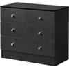 LEADZM Cassettiera Camera da Letto con 4 cassetti, Nero | settimino camera da letto, per la Camera da Letto Soggiorno e Ingresso, 66x33x57,5cm