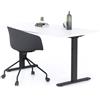 Mobili Fiver, Scrivania Fissa Clara 160x80 Bianco Cemento con Gambe Nere, Nobilitato/Alluminio/Acciaio, Scrivania moderna per Ufficio