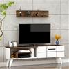 HOMIDEA NORA Mobile TV - Credenza TV - Set Soggiorno Moderno - Parete Attrezzata con mensola da muro (Bianco/Noce)