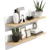 HOMCOM Set 2 Mensole da Parete - 80x16.5x20 cm - Bianco e color Legno